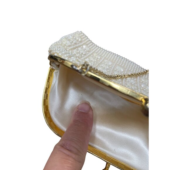 Vintage Honk Kong Pearl Flower Beaded Evening Clutch Purse SKU 9477 - Picture 14 of 15